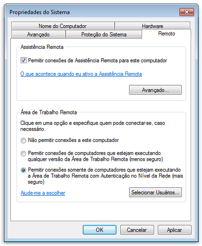 Conectar-se a outro computador usando a Conexão de Área de Trabalho Remota do Windows