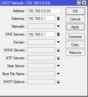 ether5 dhcp network